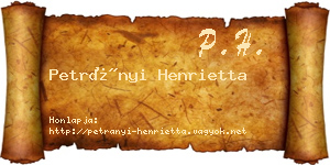Petrányi Henrietta névjegykártya