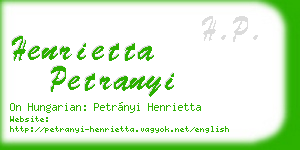 henrietta petranyi business card