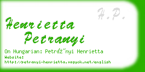 henrietta petranyi business card